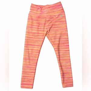 ⚡️ATHELTIC WORKS Girls  Dri-More Sports Pink Orange Striped Leggings Sz 4-5
